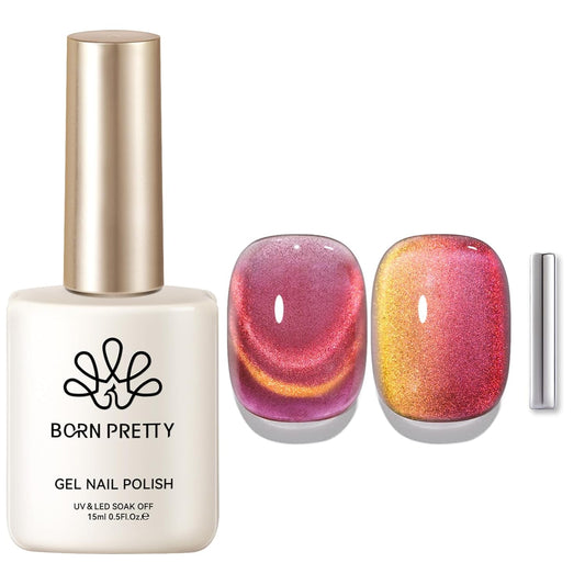 Born Pretty Cat Magnetic Eye Gel Nail Polish Rainbow Aurora Cat Magnetic Gel Polish Firefly Red Gold Cat Magnetic Eye Gel Manicure Nail Art DIY 15ml