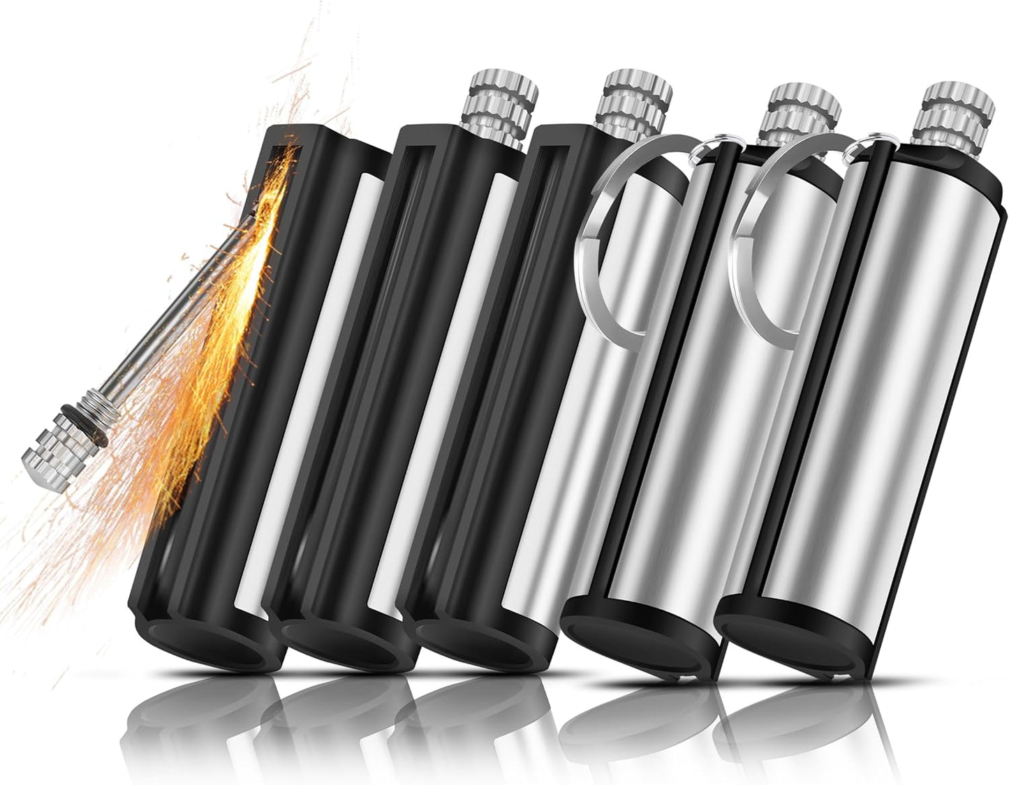 Lafagiet Pack of 5 Permanent Match Lighter, Wateproof, Keychain Matches Lighters for Candle, Survival, Camping Kit (No Fuel Included)