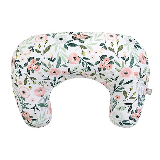 Boppy Nursing Pillow, Pink Garden Flowers, Larger, More Supportive Pillow for Breastfeeding and Bottle Feeding; Firmer Fill, Higher Lift, Larger Area Than Original Nursing Pillow; JPMA Certified