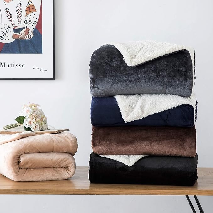 IR Imperial Rooms Sherpa Blankets Queen Size - Thick and Warm Blankets for Winter, Reversible Soft and Fuzzy Fluffy Queen Size Blanket for Bed, Baby Pink, 90x90 Inches