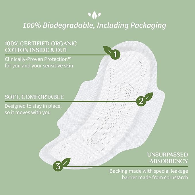 Organyc - 100% Certified Organic Cotton Feminine Pads - Heavy Flow, 10 Count (Pack of 2) (B003ART1JG)