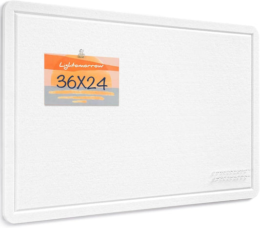 Bulletin Board, 36 x 24 Inches Felt Pin Board - Decorative Cork Alternative for Wall, 3' x 2' Foldable Picture Self-Adhesive Vision Prayer Board With 20 Pushpins - White