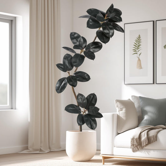 Bailikang 5.2ft Artificial Rubber Tree Faux Plants Indoor Faux Floor Artificial Trees Indoor,Fake Plant Fake Tropical Plants,Large Floor,Real Touch Rubber Tree for Home Decor