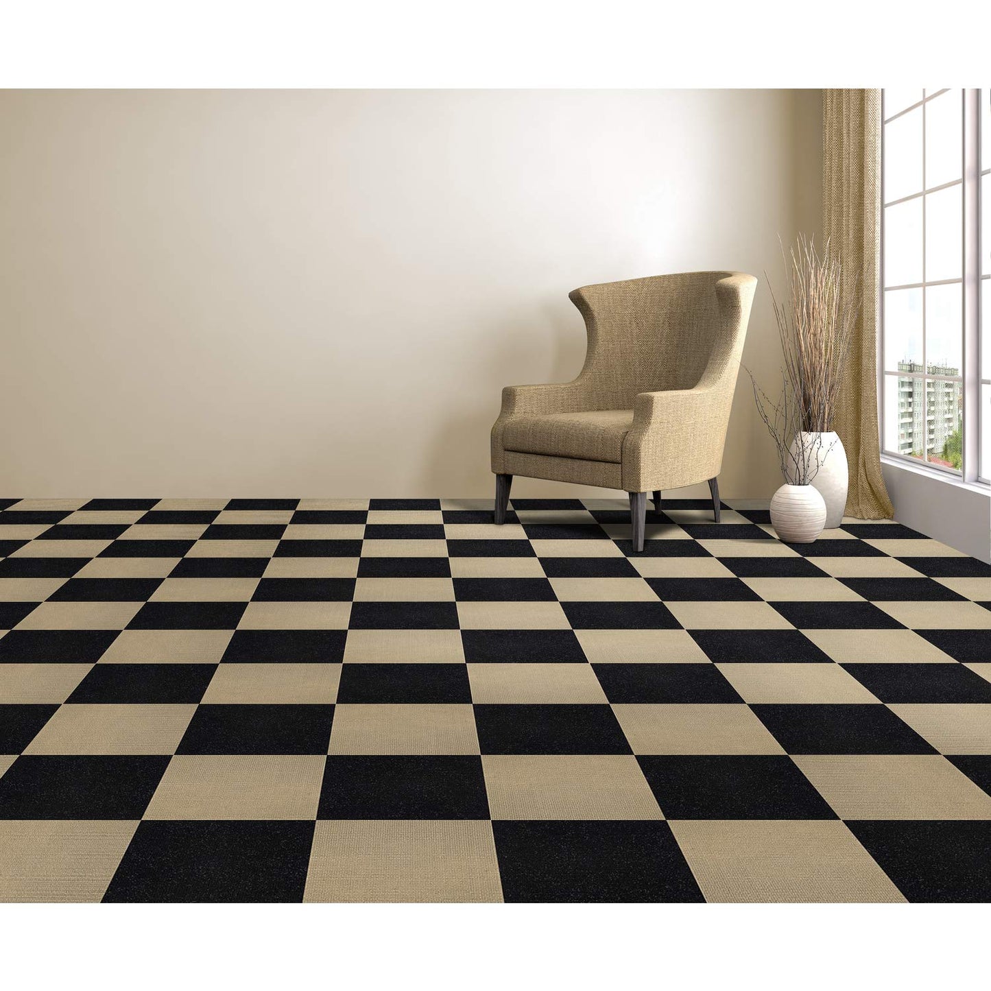 Nexus Self Adhesive 12-Inch Carpet Floor Tiles, 12 Tiles - 12" x 12", Jet Black - Peel & Stick, DIY Flooring for Kitchen, Dining Room, Bedrooms & Bathrooms by Achim Home Decor