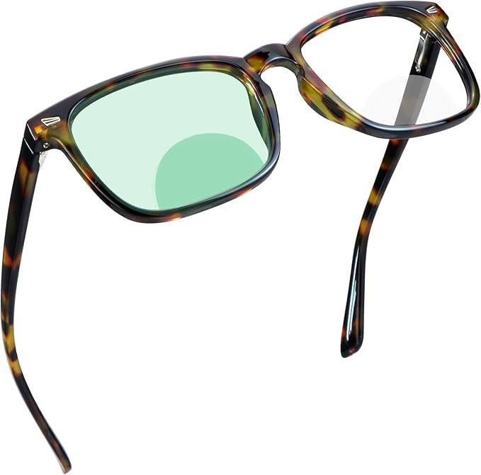YEIN Bifocal Reading Glasses with Blue Light Blocking Lenses, Bifocal Reader for Women and Men, Vintage Square frame with Spring Hinge (+0.00/+1.50 magnification)