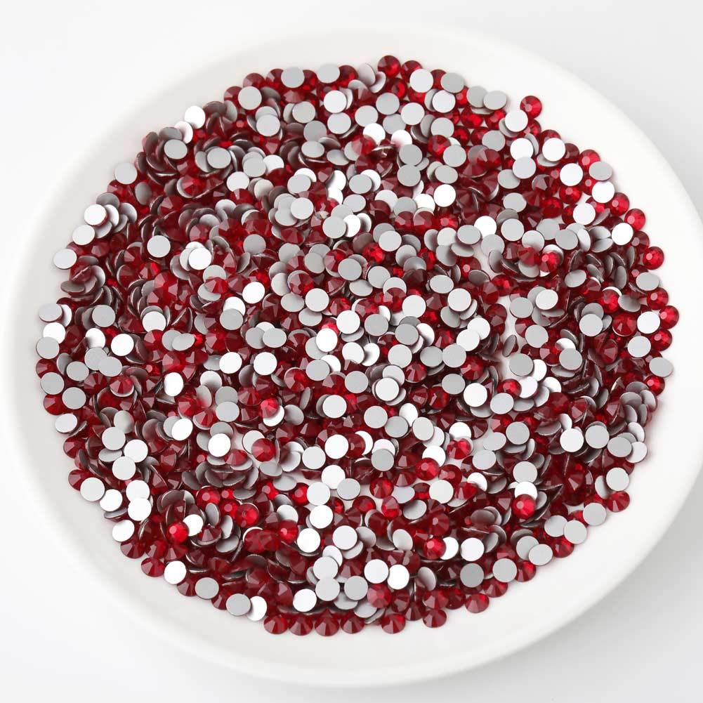 beadsland Flat Back Crystal Rhinestones Round Gems, Dark Siam (1.9-2.0mm) SS6/1440pcs