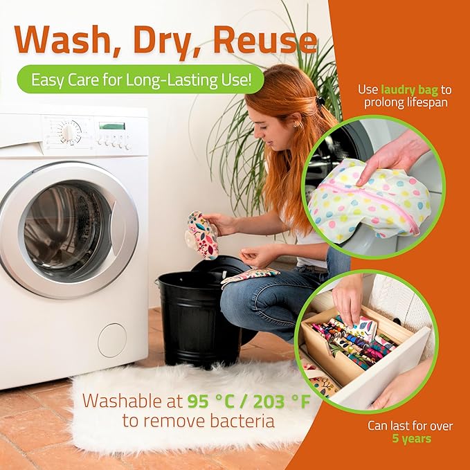 Organic Cotton EcoComfort Reusable Panty Liners for Women & Teens (Tanga, 7-Pack); High-Temp Washable Cloth Liners; Stay Fresh & Dry, for Daily Vaginal Discharge Only; 100% Breathable (no PUL/TPU)