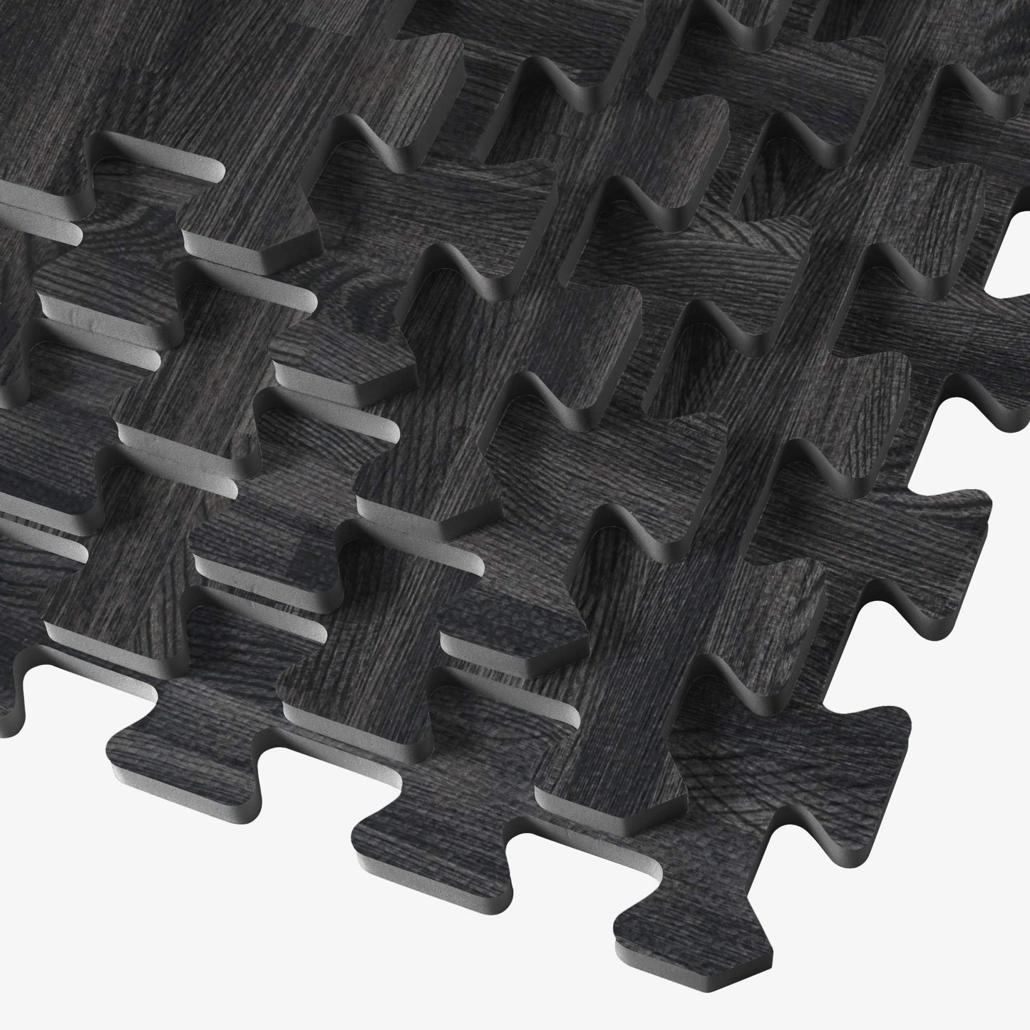 Forest Floor 5/8 Inch Thick Printed Foam Tiles, Premium Wood Grain Interlocking Foam Floor Mats, Anti-Fatigue Flooring, Carbon, 16 Sq Ft