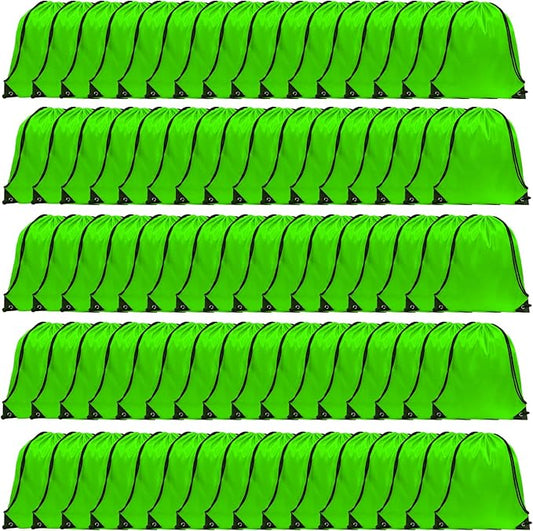 GoodtoU Drawstring Bags, Drawstring Backpack Nylon Backpack Draw String Bags Pack Bulk Cinch Sack Drawstring Gym Bag Drawstring Backpack for Sport, Traveling, Team (Green, 80Pcs)