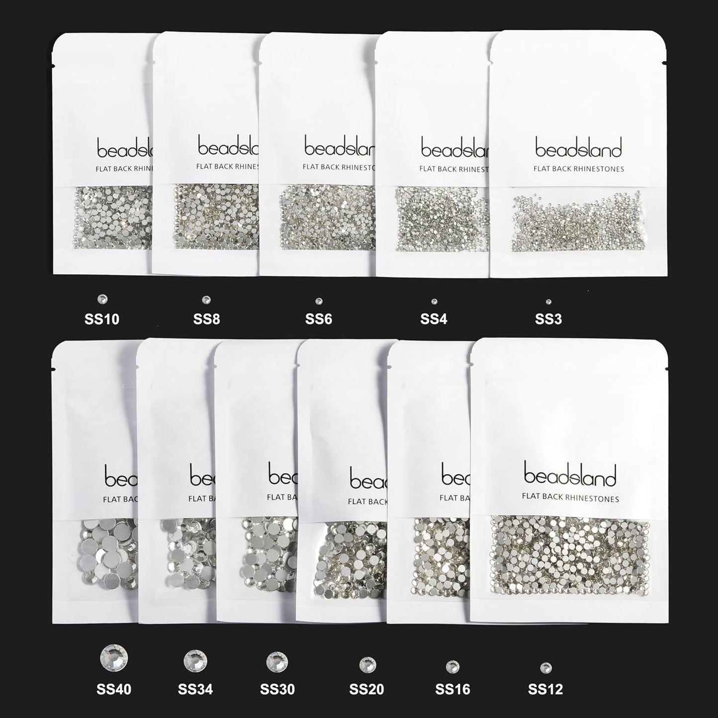 beadsland Flat Back Crystal Rhinestones Round Gems, Blue Moonlight (1.9-2.0mm) SS6/1440pcs