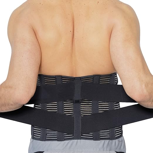 NeoTech Care Adjustable Compression Wide Back Brace Lumbar Support Belt (Charcoal, Size XXXL)