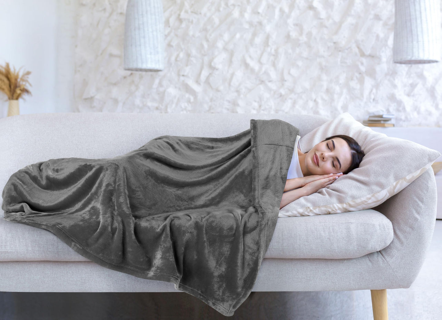 Utopia Bedding Fleece Blanket Queen Size Grey 300GSM Luxury Anti-Static Fuzzy Soft Microfiber Bed Blanket (90x90 Inch)