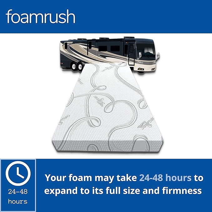 FoamRush 6-Inch Bunk (32" x 75") Mattress Gel Memory Foam RV Mattress Replacement with Cotton Cover, Medium Firm, Comfort, Pressure Relief, Made in USA, Travel Camper Trailer Truck