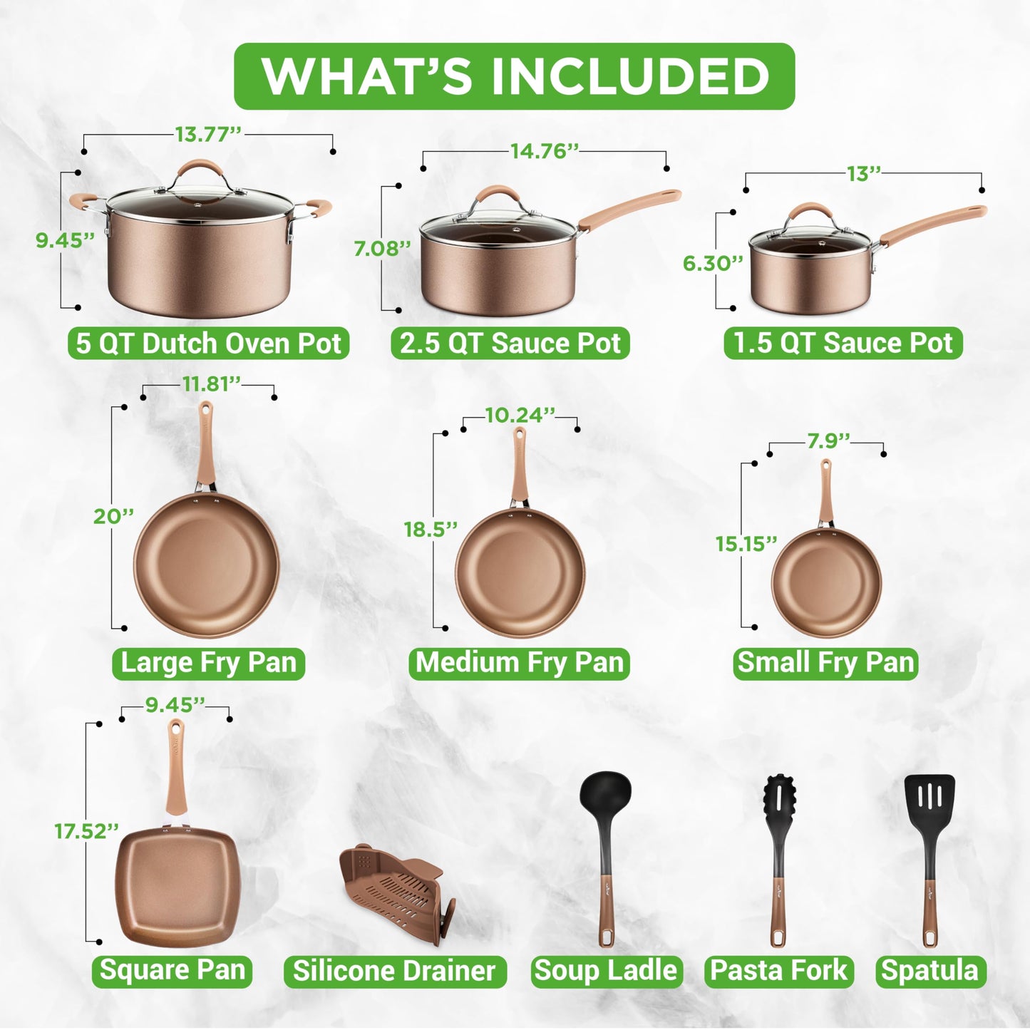 Nutrichef 20 Piece Professional Home Kitchen Cookware and Bakeware, Pots and Pans Set Non Stick Kitchenware, Cool-Touch Handles, Non Toxic, Safe for Gas, Electric, Induction Cooktops, Easy Clean