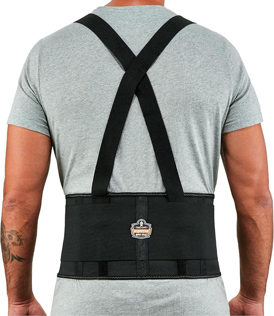 Ergodyne ProFlex 1650 Back Support Belt, 7.5" Elastic, Adjustable, Removeable Straps, Small, Black