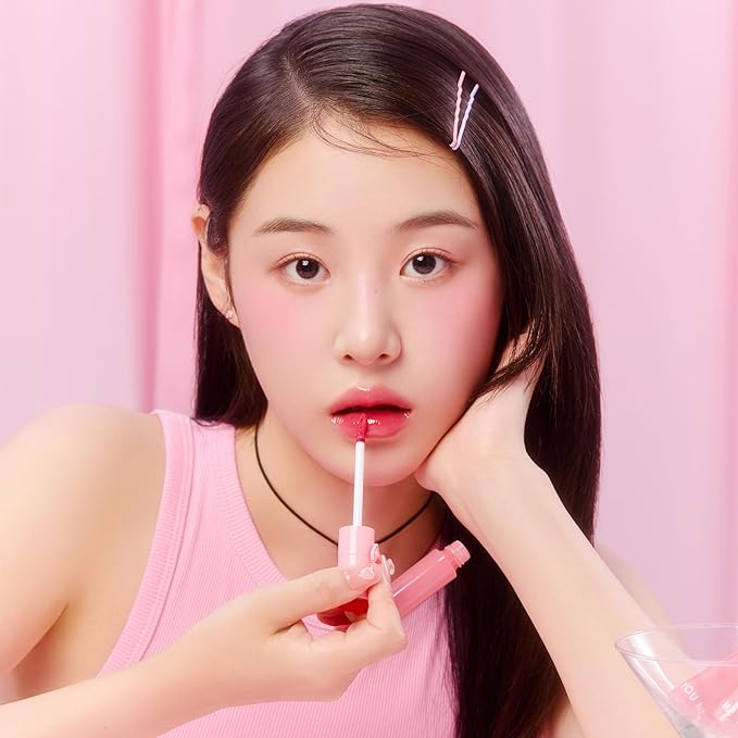 YNM Heart Jelling Tint (01 PEACH JELLING, 0.09 oz) Silicone Lip Brush Included, K-Beauty, Non-Sticky, Moisturizing, Smudge-Proof, Korean Lip Tint, Long-Lasting, Vivid Color