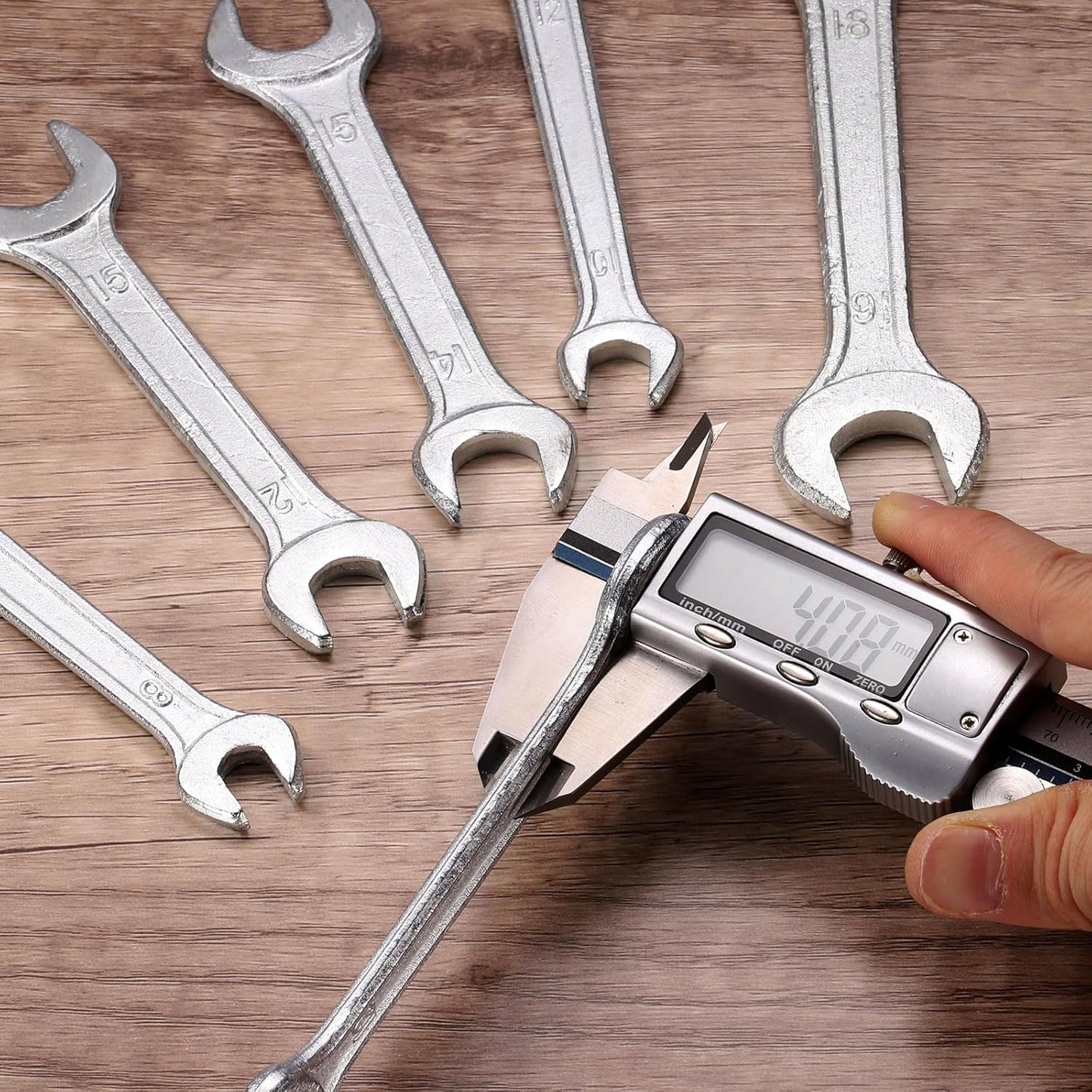 HARFINGTON Double Open End Wrench 10mm x 15mm Metric 15 Degree Offset Angle Small Flat Head Wrench Galvanizing Open Ended Spanner for Automotive Repair Furniture Assembly
