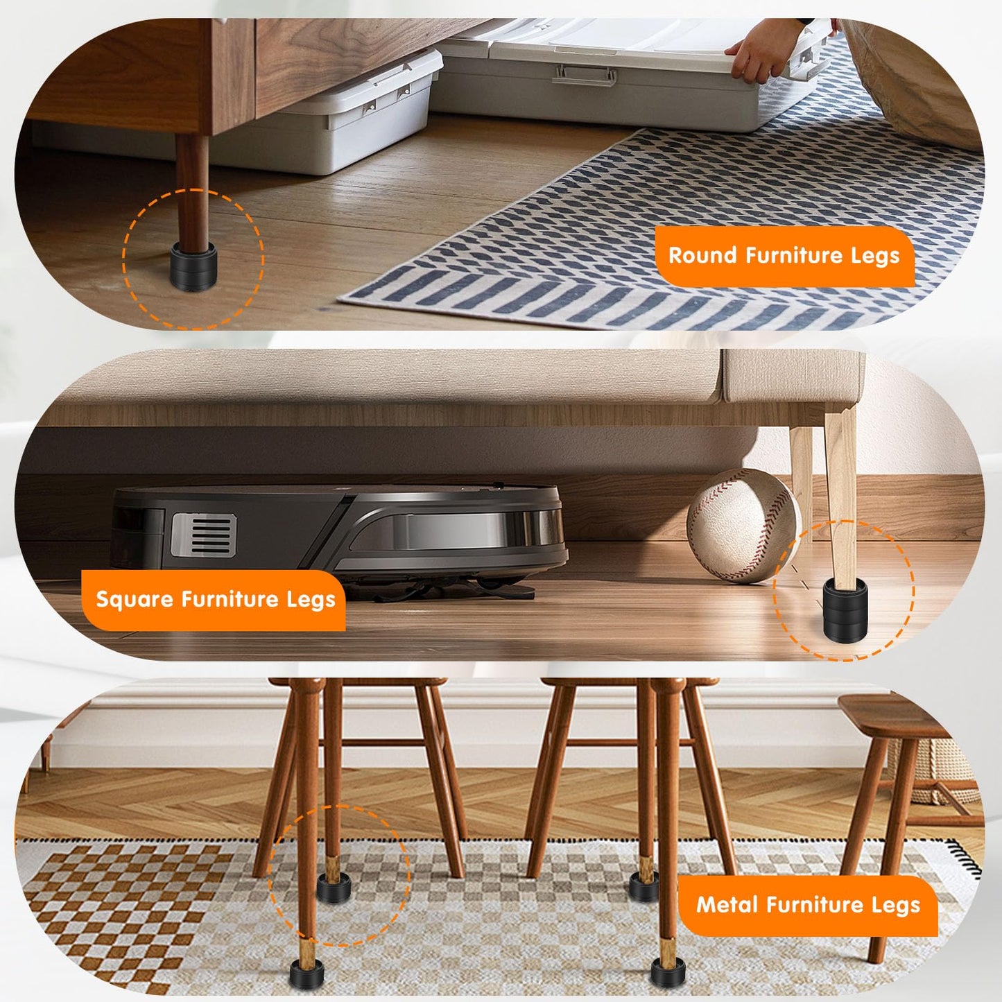 Furniture Risers Bed Risers Heavy Duty 1 inch, 2 inch, 3 inch, 4 inch Round Adjustable Bed Lifts Riser for Desk Legs Table Couch Sofa Chair Refrigerator Washing Machine (1 Inch, Black, 4 Pack )