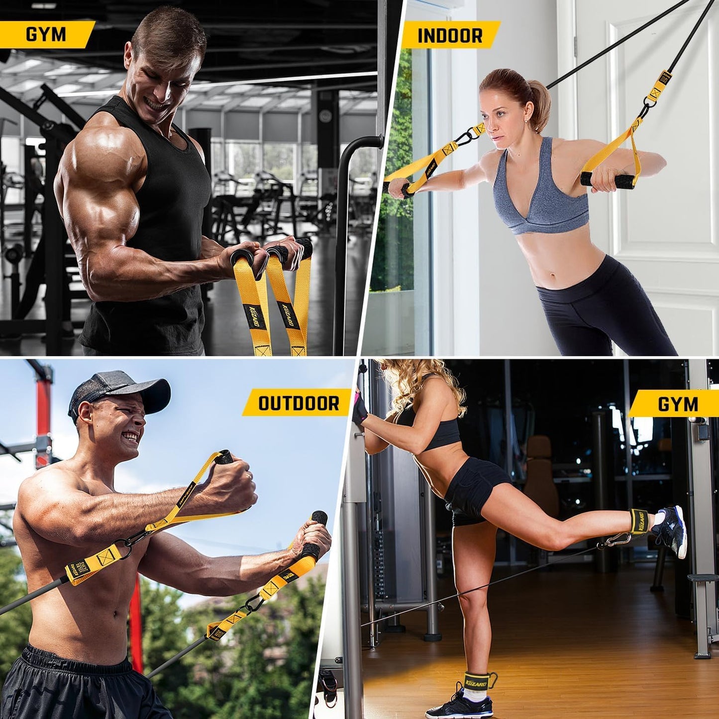 360lbs Heavy Resistance Bands for Working Out, KUZARO Resistance Bands with Handles, Weight Exercise Bands for Men Women, Workout Bands with Door Anchor and Ankle Straps Strength Training Equipment