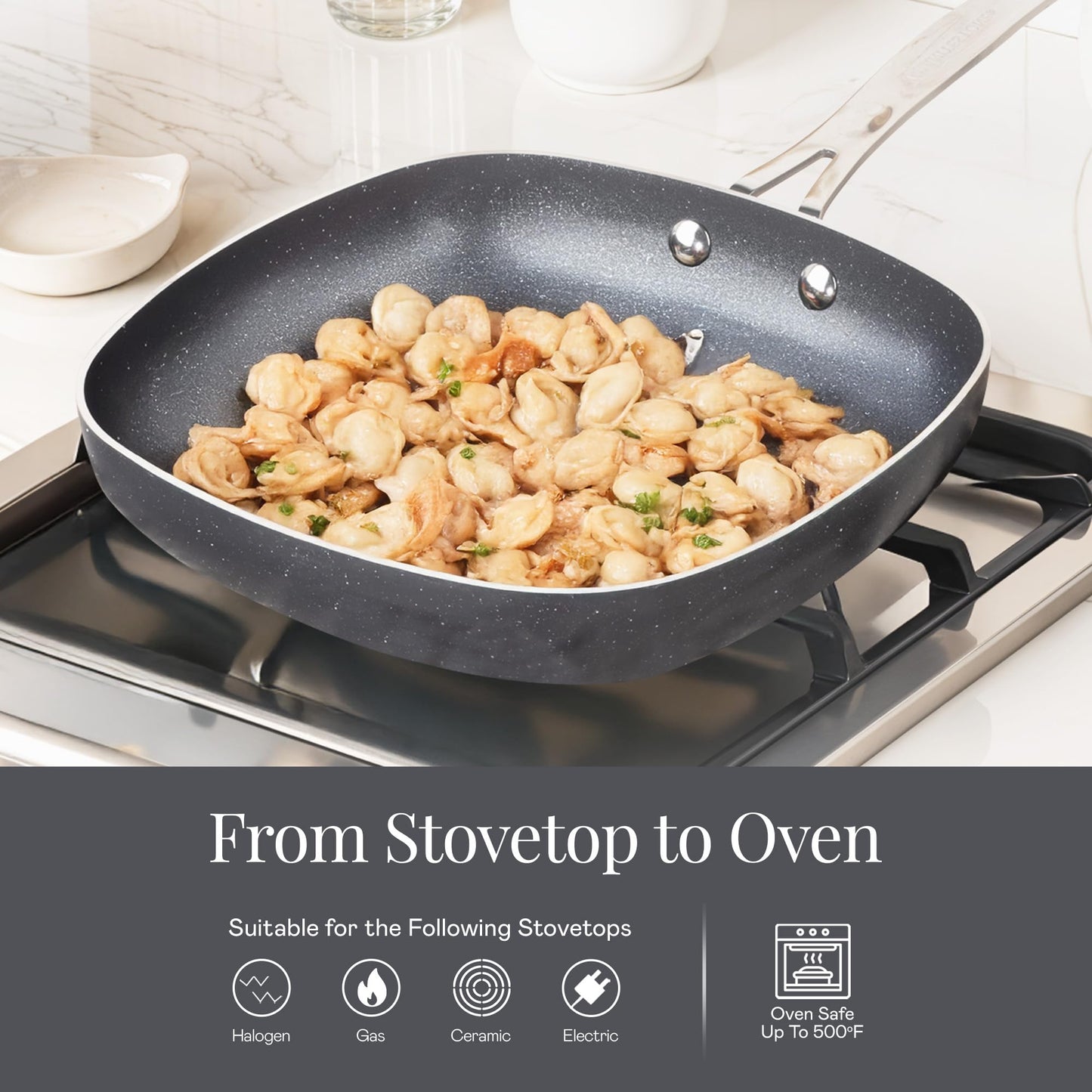Granitestone 20 Pc Ceramic Cookware Set Nonstick, Premium Pots and Pans Set Non Stick for Kitchen with Bakeware and Cooking Utensils, Non Toxic Made Without PFOA PFOS, Oven & Dishwasher Safe
