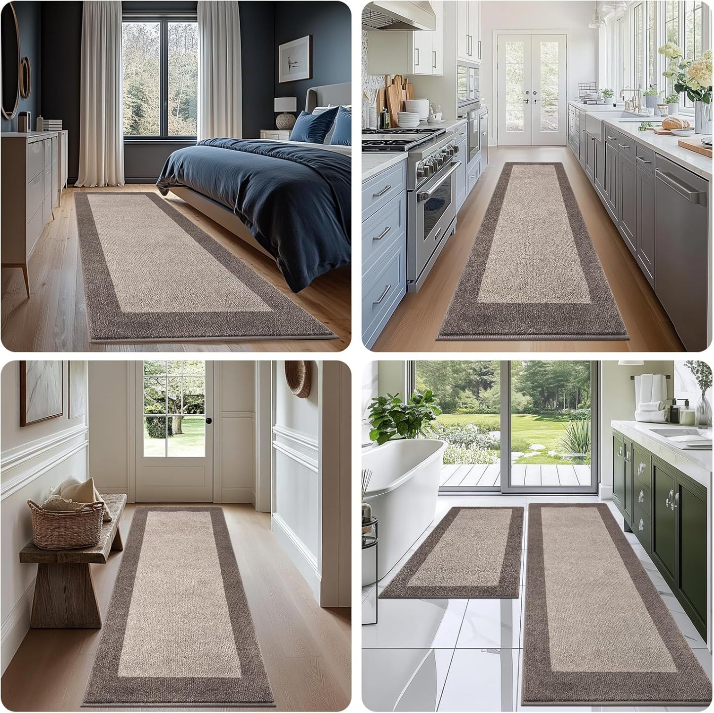 Machine Washable Runner Rug 32" x 120", Non Slip Kitchen Mat for Floor, Absorbent Entryway Rug for Kitchen, Bedroom, Living Room, Hallway, Door (Roll Packing)