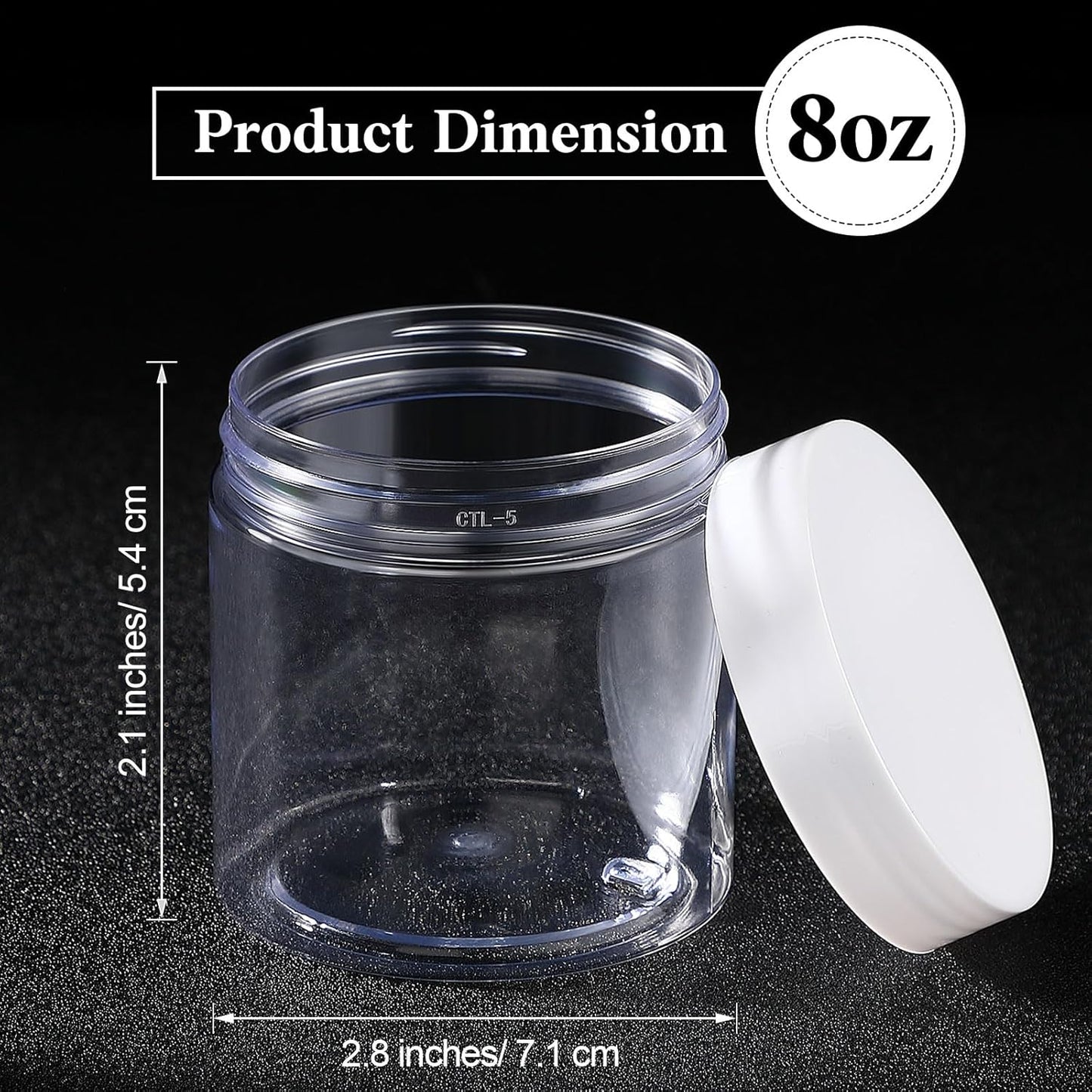 SATINIOR 36 Pieces 8 oz Plastic Jars with Lids Wide Mouth Airtight Reusable Container Acrylic Cosmetic Small Jars for Lotions Ointments Travel Toiletries Creams Make up Storage(White)