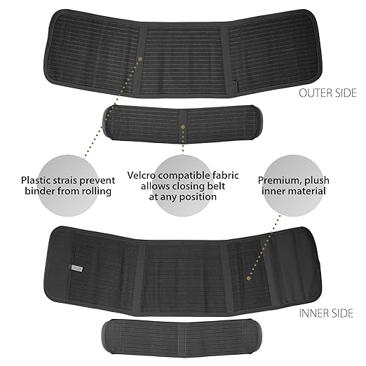ORTONYX Abdominal Binder for Postpartum, C-Section, and Hernia Support - Belly Band for Women and Men - Adjustable Velcro, Breathable Fabric, Lower Back Support - Black XXL