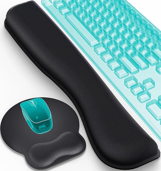 Everlasting Comfort Ergonomic Mouse Pad and Keyboard Wrist Rest for Computer Keyboard – Memory Foam Mouse Pad Set with Wrist Support for Comfort, Extended Typing Sessions