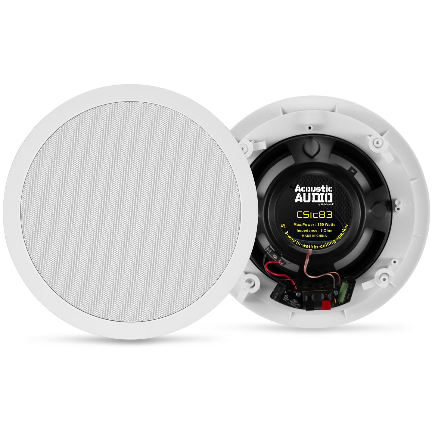 Acoustic Audio CSic83 in Ceiling 8" Speaker Pair 3 Way Home Theater Speakers