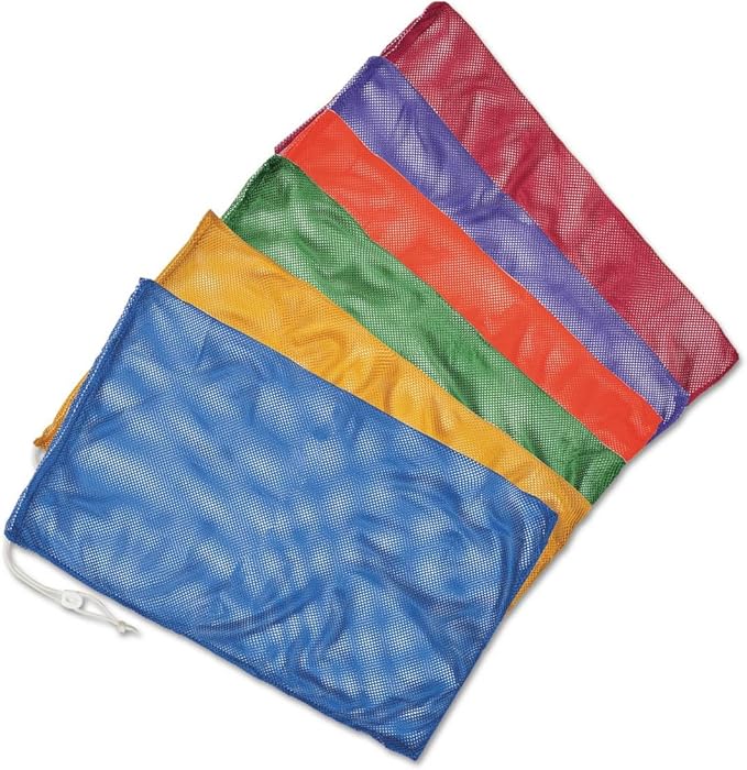 Champion Sports Mesh Equipment Bag – Heavy-Duty Nylon Drawstring Bag with Lock & ID Tag, Breathable Storage Sack for Balls, Swim Gear, Laundry & Toys, Multiple Sizes & Colors