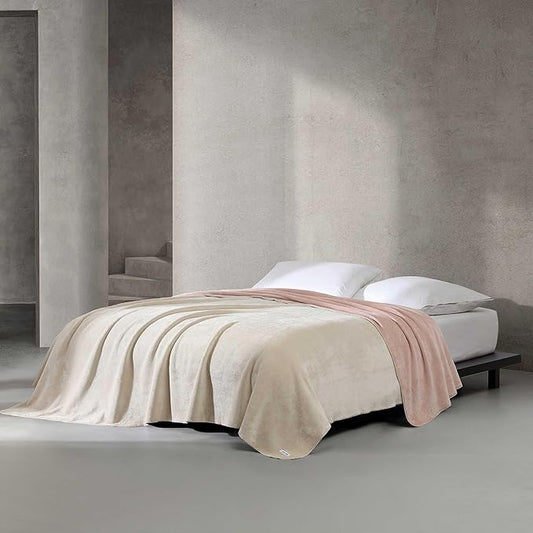 Calvin Klein - Queen Blanket, Super Soft Plush Bedding, Luxury Bed Blanket, Oeko-Tex Certified (Modern Reversible Solid Beige, Queen)