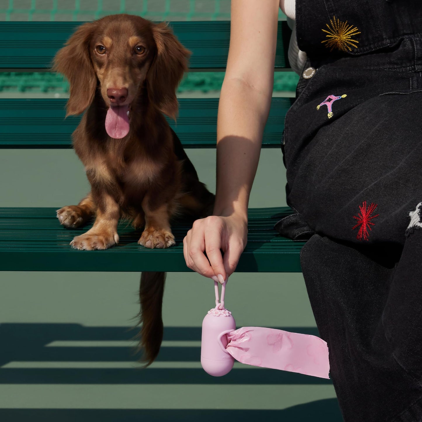 VETRESKA Dog Poop Bag Dispenser with Cherry Blossom Scented Poop Bags, Leak Proof and Extra Thick Pet Waste Bags, 1 Poop Bag Holder and 105 Bags for Dog Walking and Cats Litter, Pink