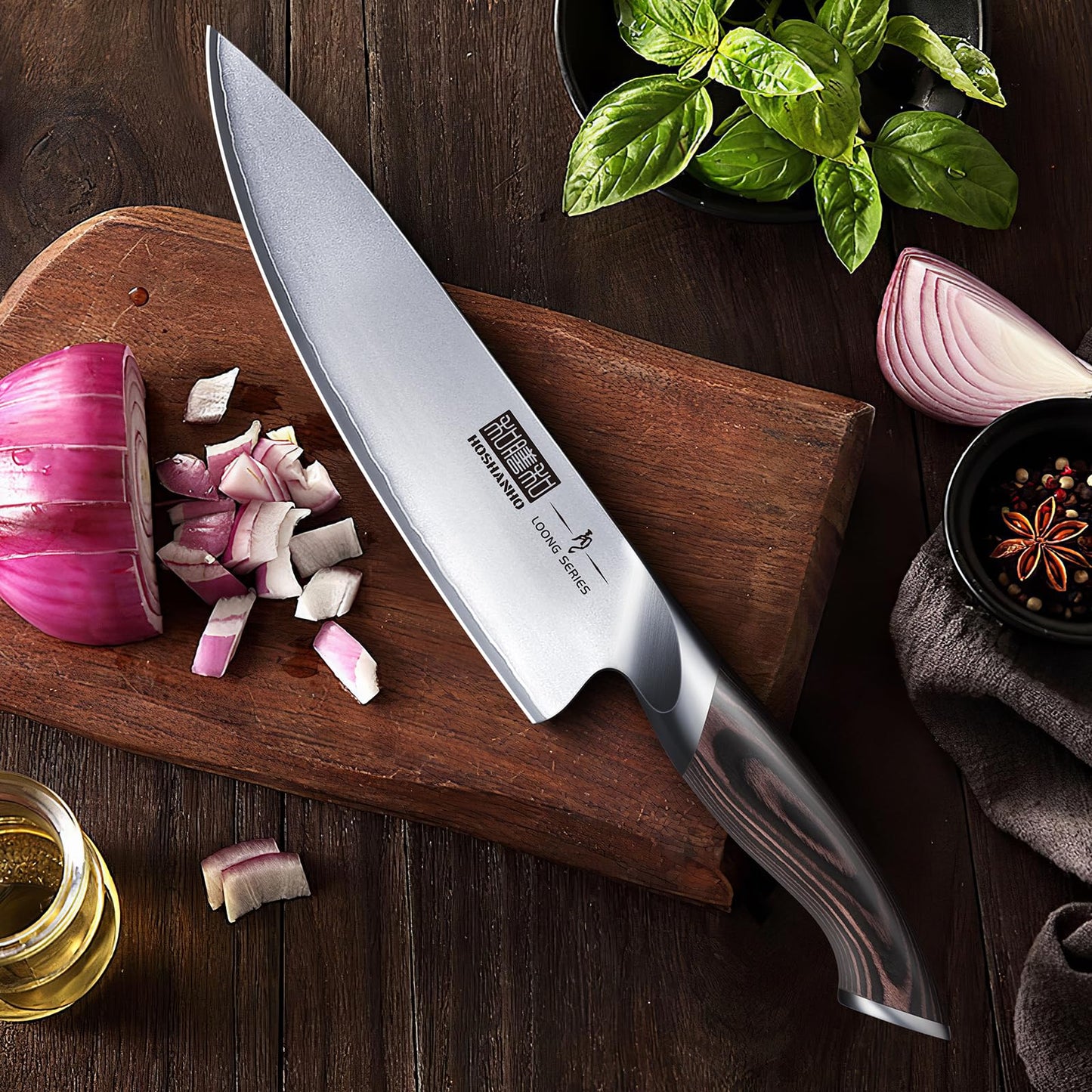 HOSHANHO 5 Pieces Knife Set, Japanese High Carbon Stainless Steel Kitchen Knife Sets, Professional Ultra Sharp Chef Knives Set with Ergonomic Pakkawood Handle