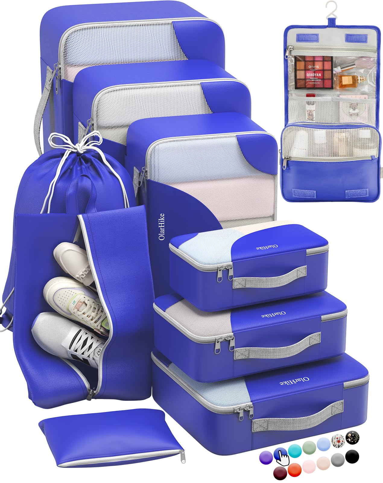 ALL INCLUDED 10 Set Durable Packing Cubes for Suitcases,OlarHike Essentials for Travel,UPGRADED Anti-Tear Stitching, NEW Improved Luggage Packing Organizers for Travel Accessories (Black)