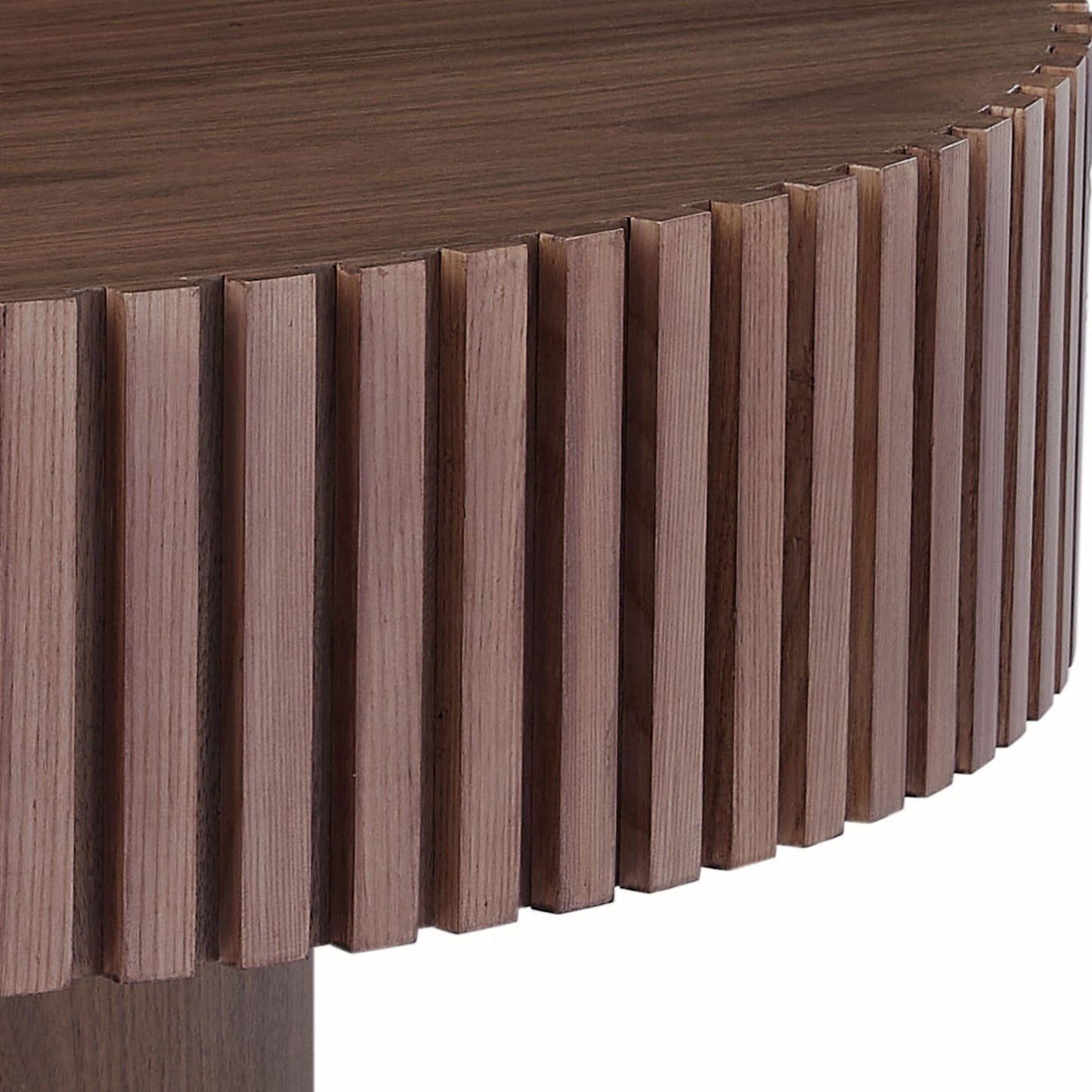 JURMALYN Walnut Round Coffee Table for Living Room Contemporary Circle Wood Coffee Table with Pedestal, Easy Assembly ø31.49'',
