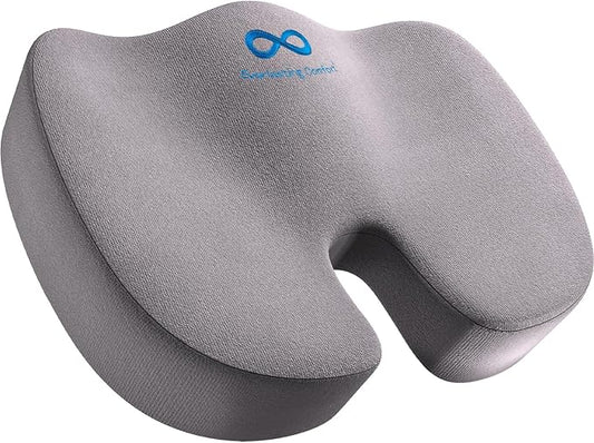 Everlasting Comfort Doctor Recommended Memory Foam Seat Cushion for Office Chairs & Car Seat - Ergonomic Office Desk Accessories for Tailbone Pain Relief, Sciatica & Back Support