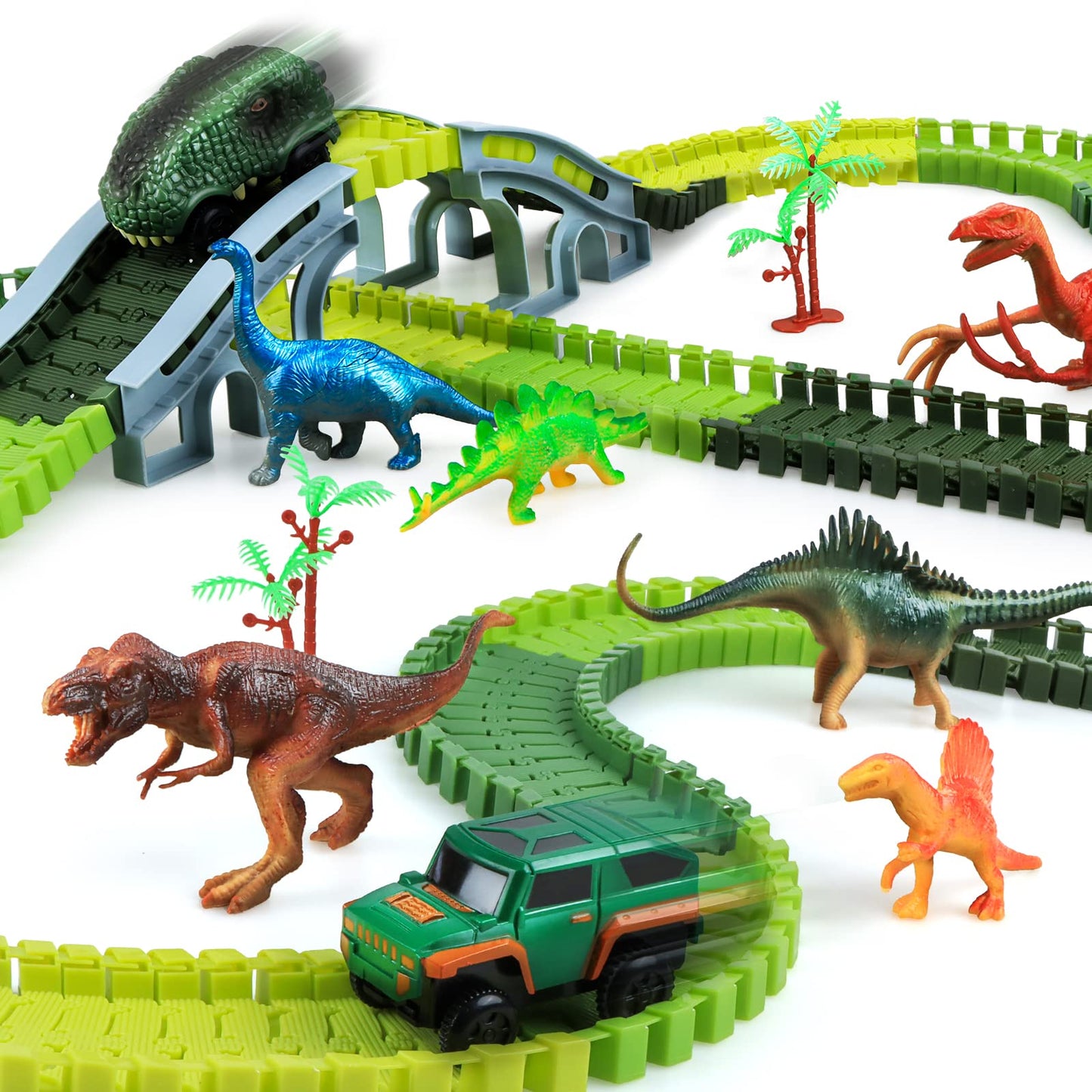 260 PCS Construction Race Tracks for Kids Toys, 2 Electric Cars, 4 Construction Cars, 1 Map & Flexible DIY Track Set, Engineering Toys for 3 4 5 6 Year Old Boys Girls