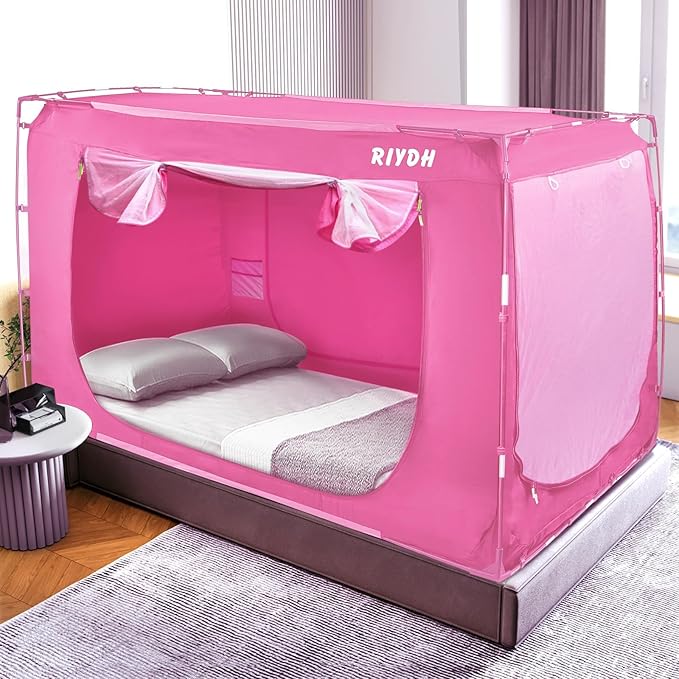 Bed Tent Bed Canopy Twin Size Tents for Adult and Kids- Original Design Portable Dream Tent Indoor Sleeping Tents 80% Blackout with 3 Doors Breathable Big Space Tents