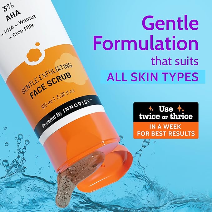 Chemist At Play Gentle Exfoliating Face Scrub with Mandelic Acid & Walnuts | Removes Dead Skin & Blackheads | Detans |Gives Instant Glow| Face Scrub for Women & Men | 100ml