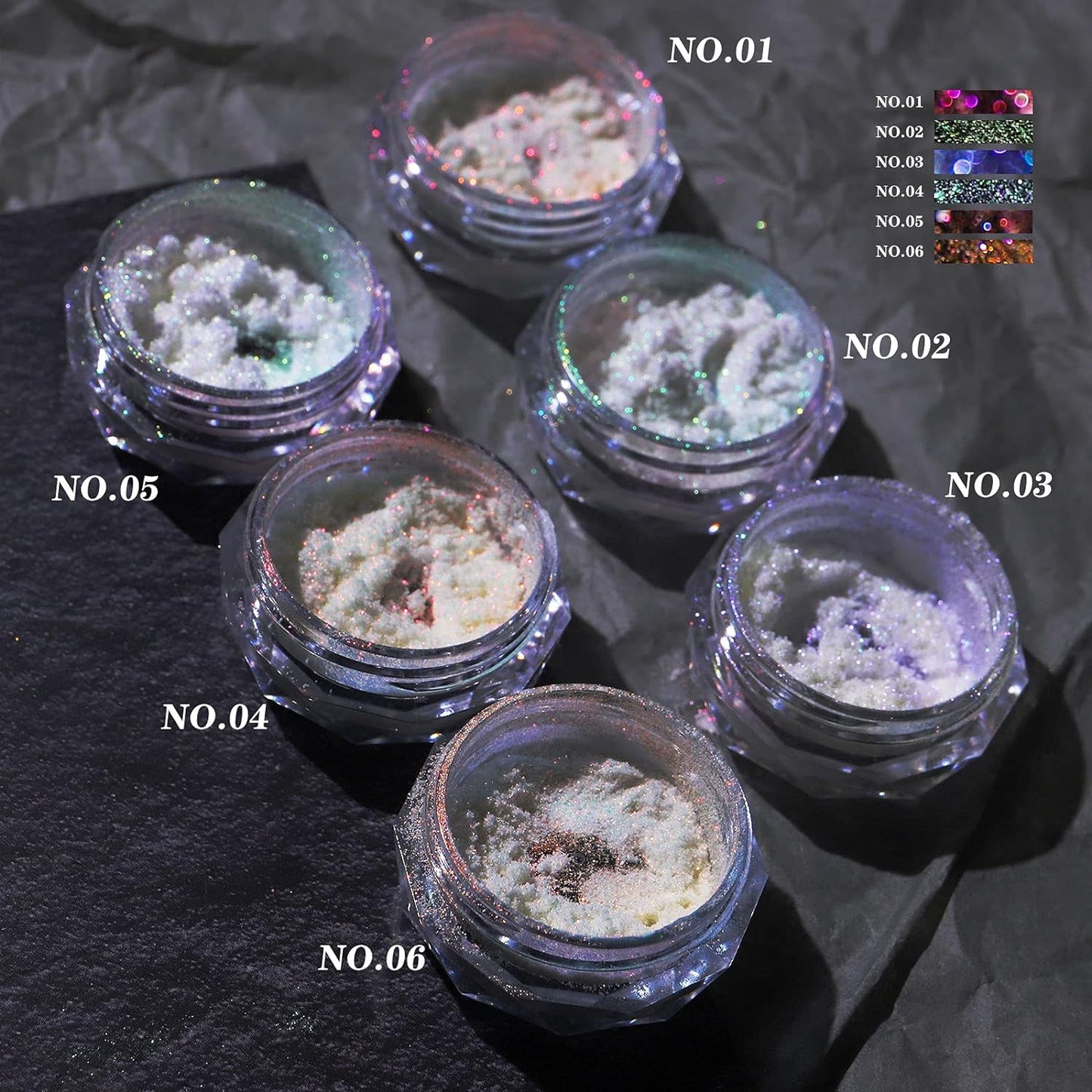 3 Boxes Ice Transparent Aurora Nail Powder Neon Rainbow Holographic Chameleon Powder Multi Chrome Iridescent Pigment Pearlescent Nail Art Glitters (Transparent #1#2#3)