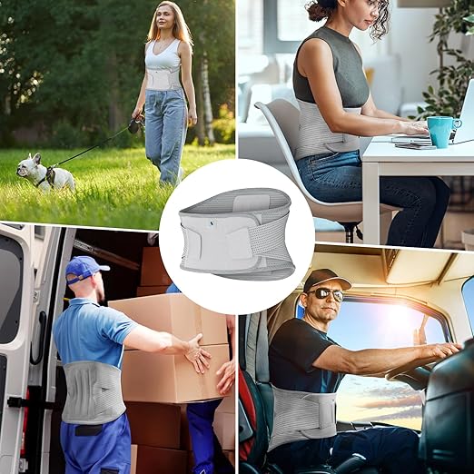 NEENCA Professional Back Brace for Herniated Disc, Lower Back Pain Relief, Lumbar Strain | Adjustable Lumbar Support Belt for Men and Women | Ideal for Work, Lifting, Posture Correction, Sciatica, Scoliosis (Gray, XXX-Large)