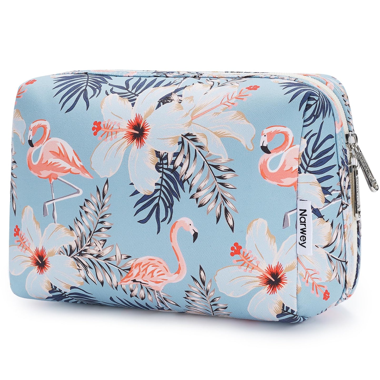 Narwey Checkered Makeup Bag Travel Cosmetic Bag Organizer Toiletry Bag Make Up Bags with Compartments for Women Girls (Large, Light Checkerboard)