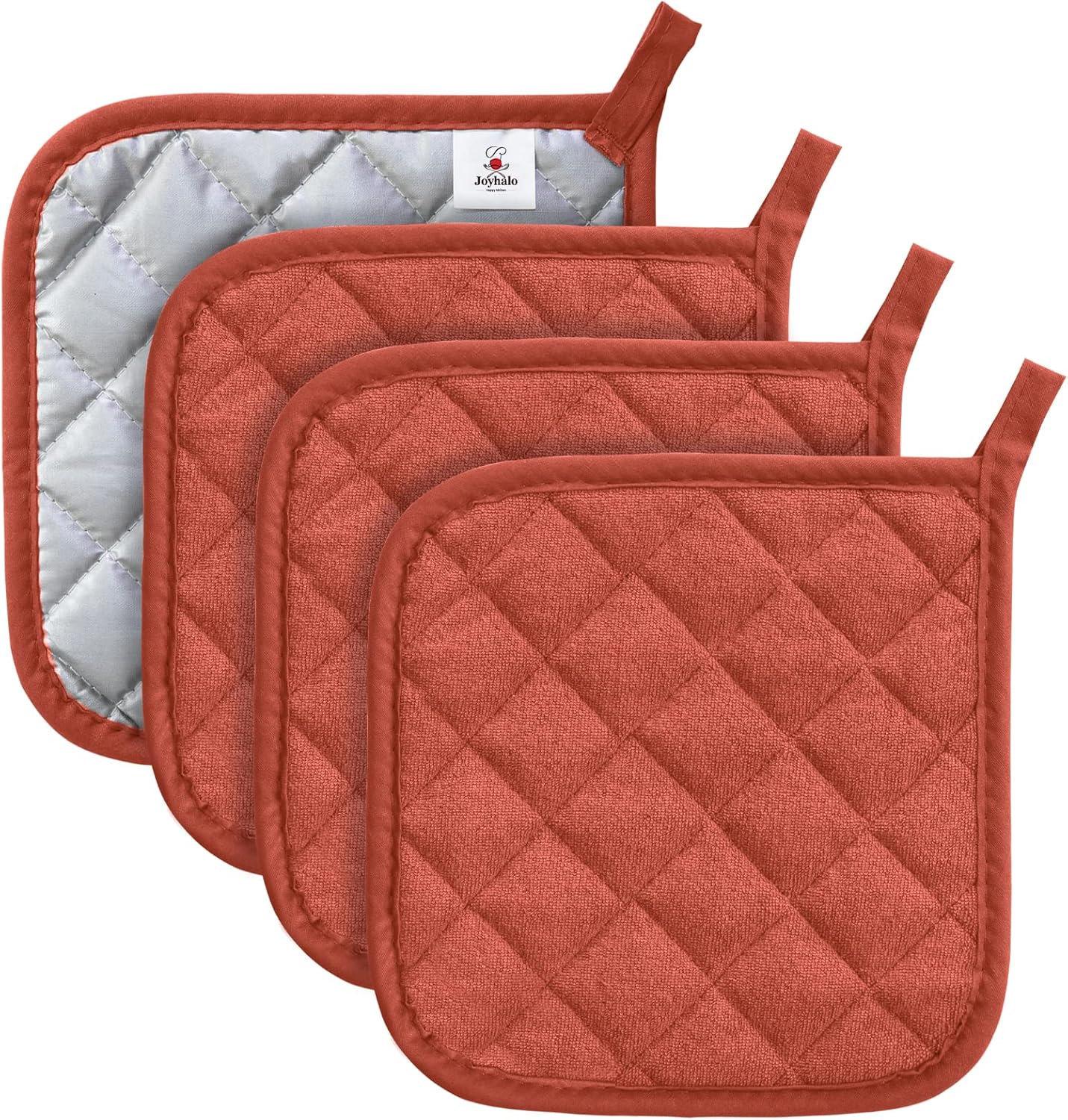 Joyhalo 4 Pack Pot Holders for Kitchen,Cotton Oven Holder with Great Heat Resistance,Non Slip Hot Pads for Kitchen Clearance,Spice