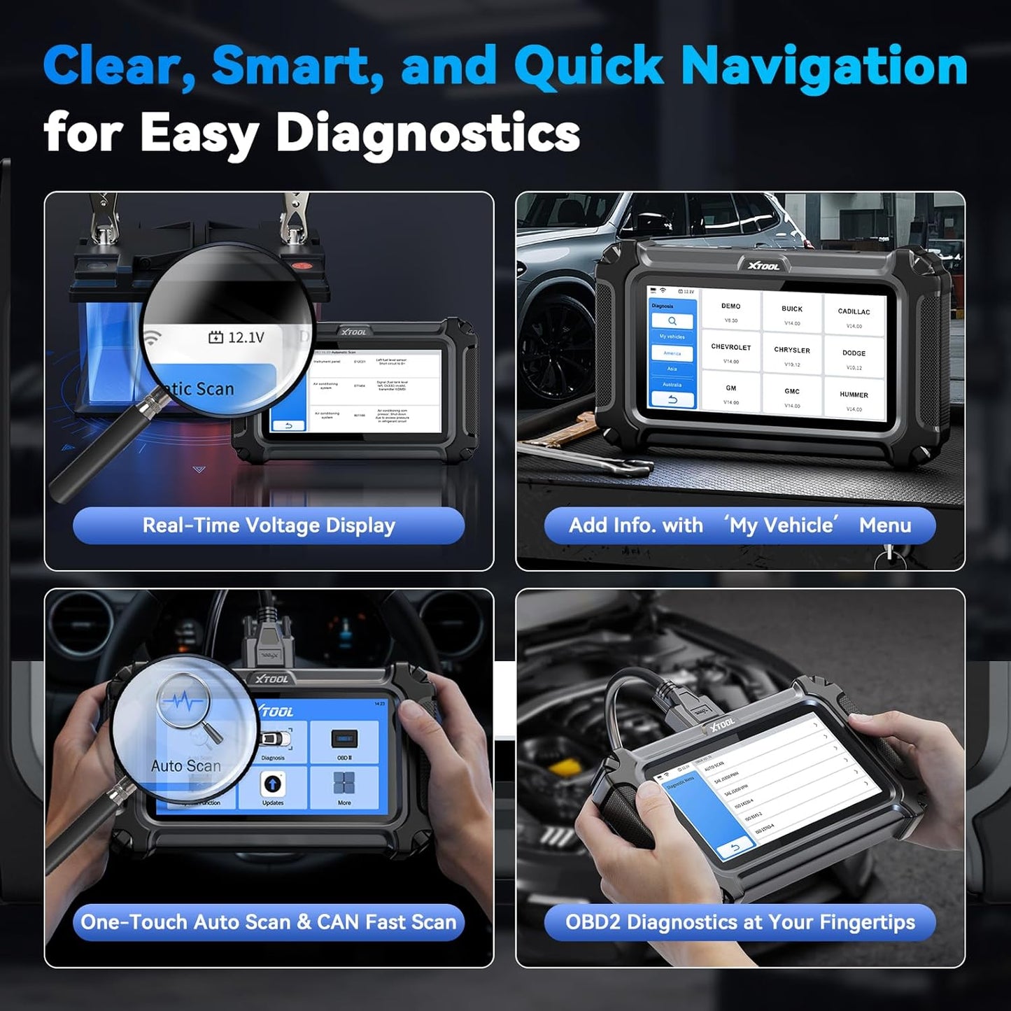 XTOOL D5S OBD2 Scanner - 2025 Code Reader for Cars & Trucks with 16 Resets, Crank Sensor Relearn, Throttle Relearn, EPB, FCA AutoAuth, CAN FD for GM, Engine ABS SRS Transmission Car Diagnostic Tool