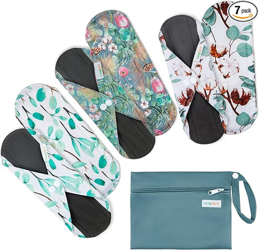 7pcs Set 1 pc Mini Wet Bag +6pcs Absorbent Reusable Sanitary Pads/Washable Cloth Menstrual Pads(Summer,S)…