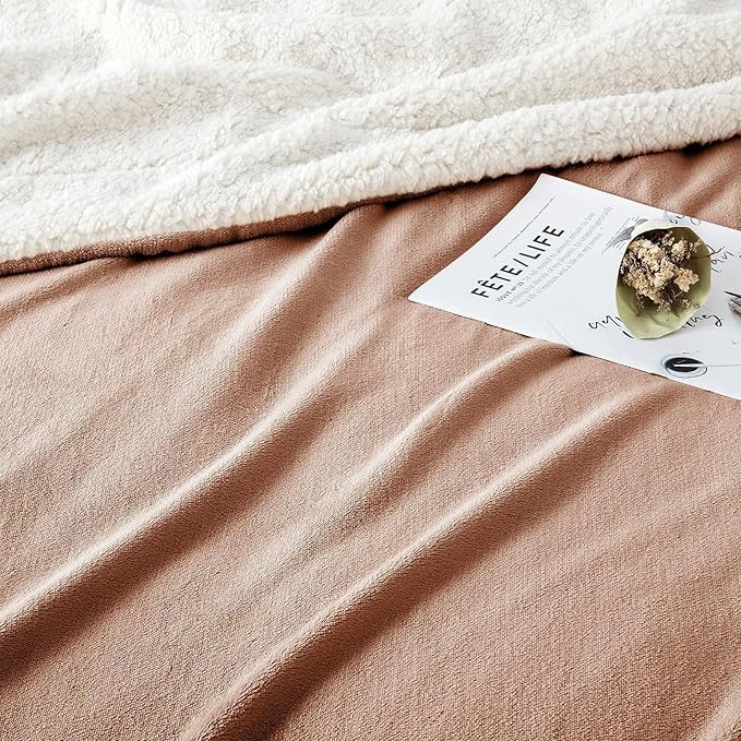 IR Imperial Rooms Sherpa Fleece Throw Blanket Twin Size for Couch - Soft and Fuzzy Blankets & Throws for Winters, Thick and Warm Fluffy Twin Blanket for Bed, Camel, 60x80 Inches