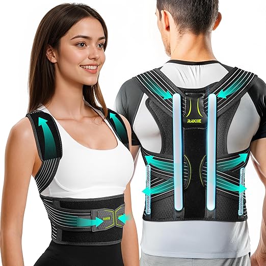 Ergonomic Back Straightener Posture Corrector, Adjustable Non-slip Back Strap Can Wear by Self, Lumbar Support for Shoulder Neck Hump Slouching Corrector, Yellow Size XL (Upper Waist: 47.2"-53.2")