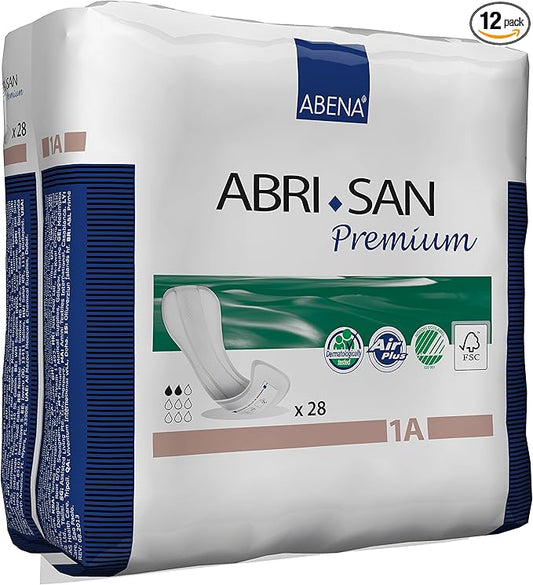 Abena Abri-San Premium Incontinence Pads, Light Absorbency, (Sizes 1 To 3A) Size 1A, 336 Count