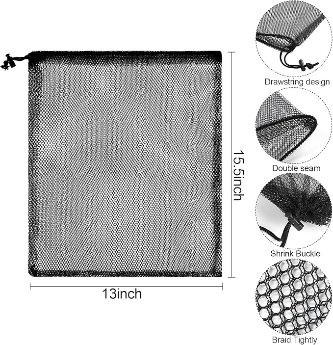 iMucci 13"X15.5" 24Pcs Mesh Laundry Drawstring Bag Nylon Drawstring Gym Bag with Cord Lock Closure