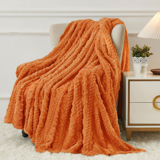 Aganear Fleece Throw Blanket - Cozy Soft Fuzzy Throw Blanket Boho Fall Decor Throw Blankets for Couch, Warm Present for Birthday, Christmas, Halloween, Housewarming(50"x60", Burnt Orange)